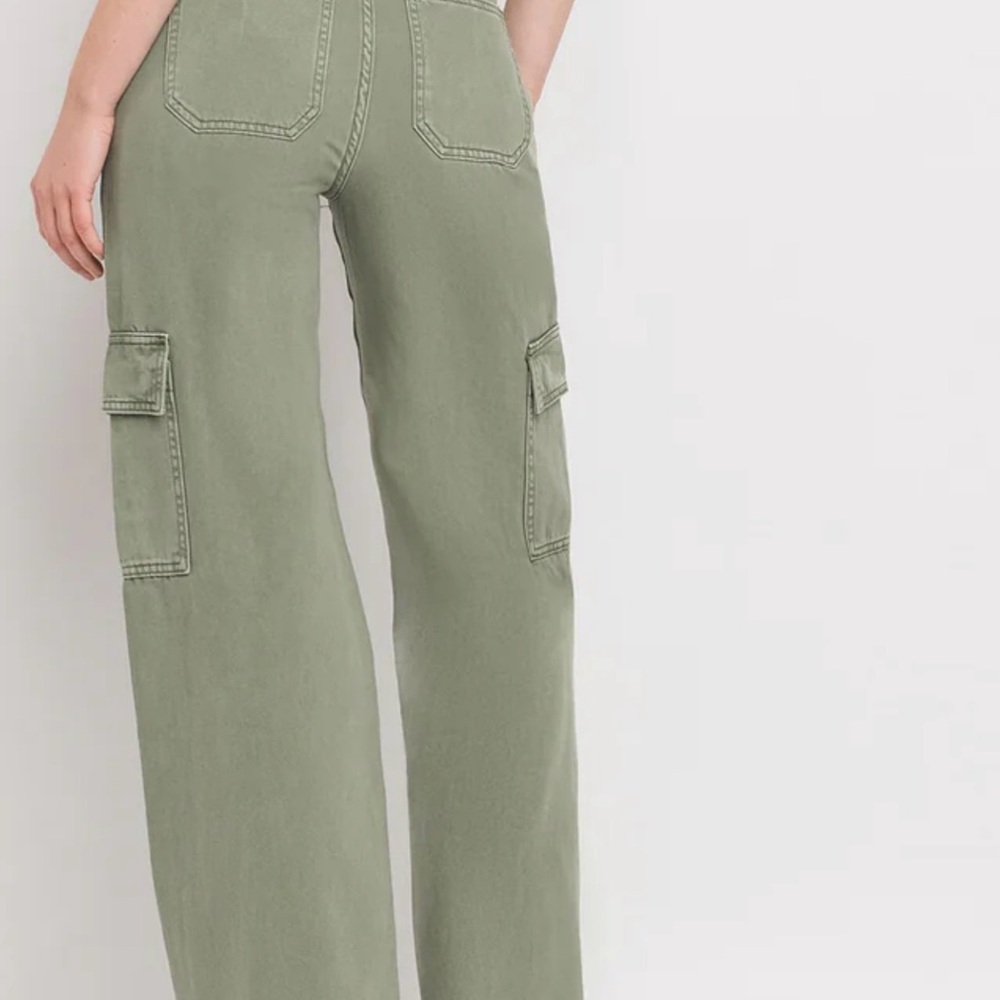Vervet high Rise Army Olive Green Utility Pants Cargo Wide-Leg Jeans 27 - Picture 3 of 7